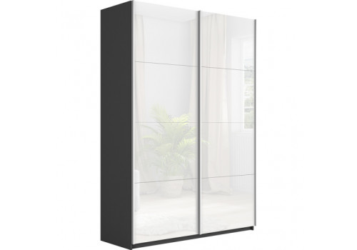 Шкаф-купе Прайм 2-х дверный (Белое стекло) диамант серый