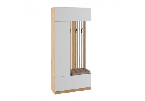 Прихожая Сева стильная с вешалкой и обувницей 100×220×40 см (белый/белый)
